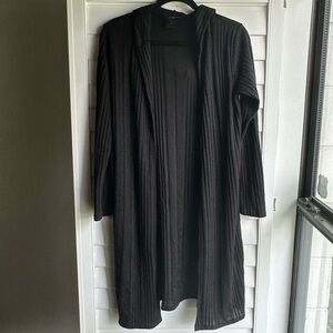 See You Monday Ribbed Black Cardigan